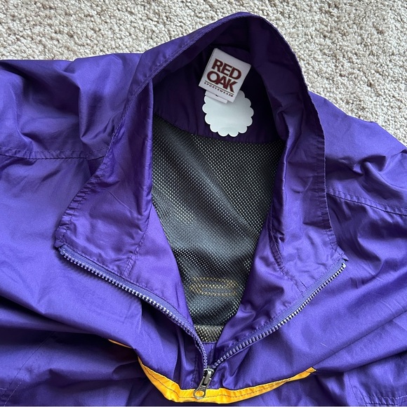 LSU Tiger's Vintage Red Oak Purple Yellow Windbreaker Jacket Size Large - Picture 6 of 10